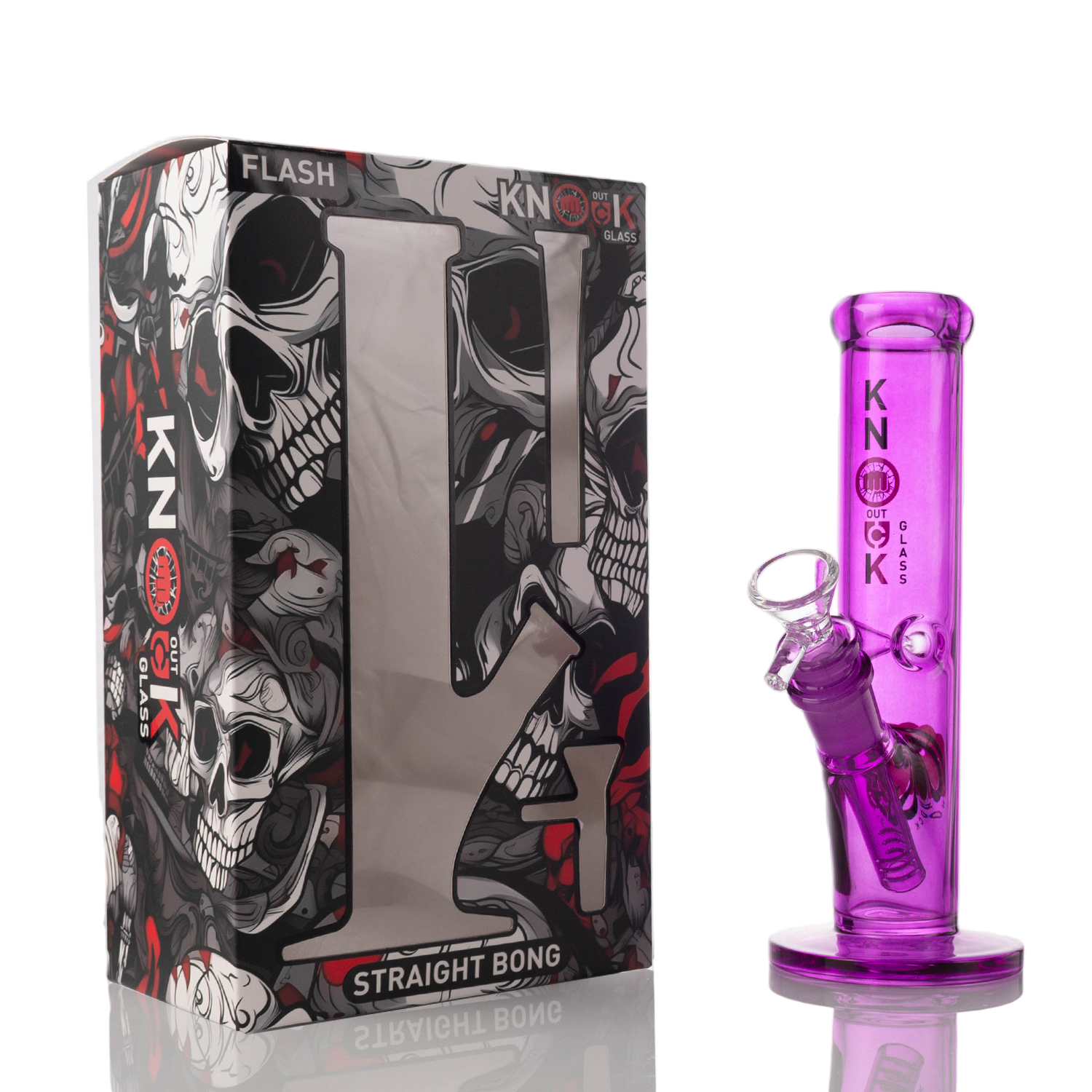 Knock Out Glass FLASH 8 inch Straight Waterpipe