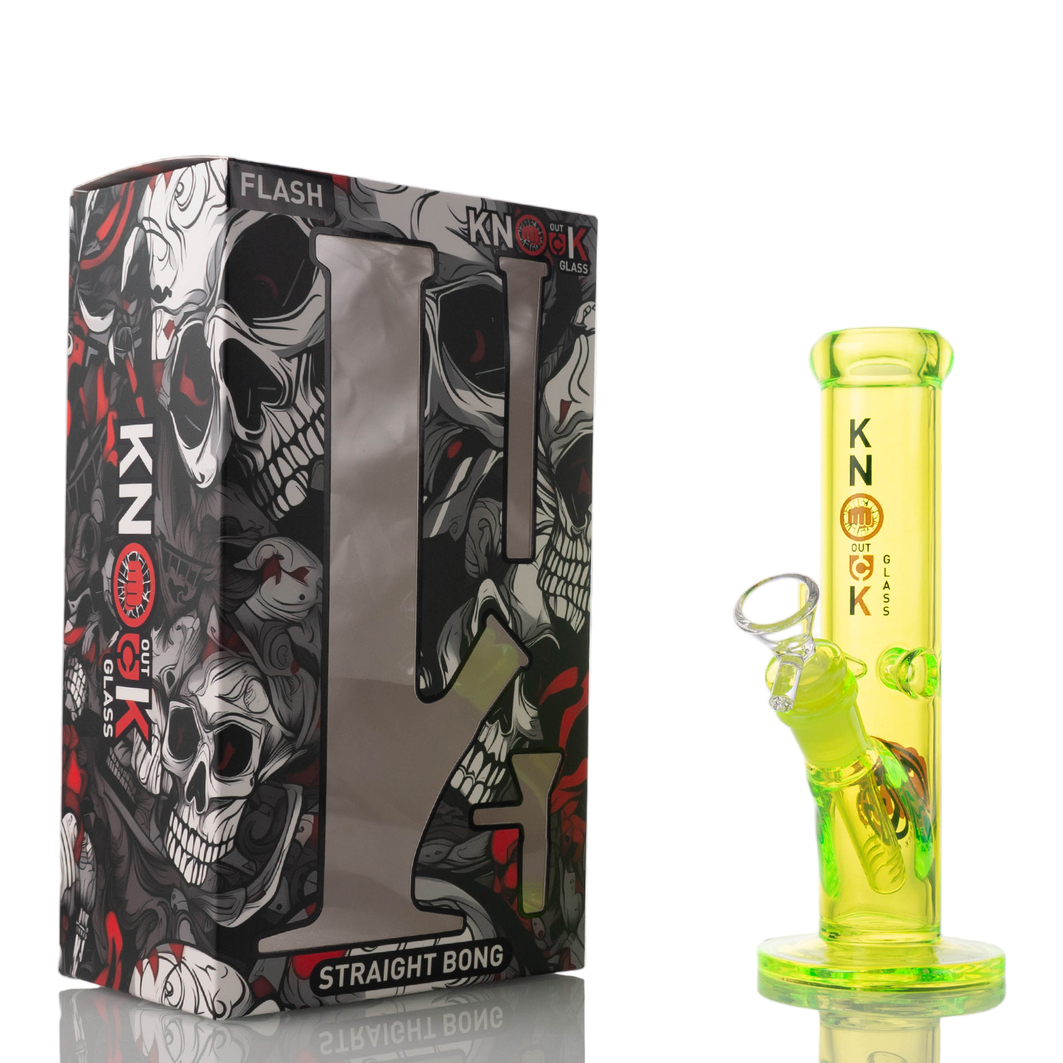 Knock Out Glass FLASH 8 inch Straight Waterpipe