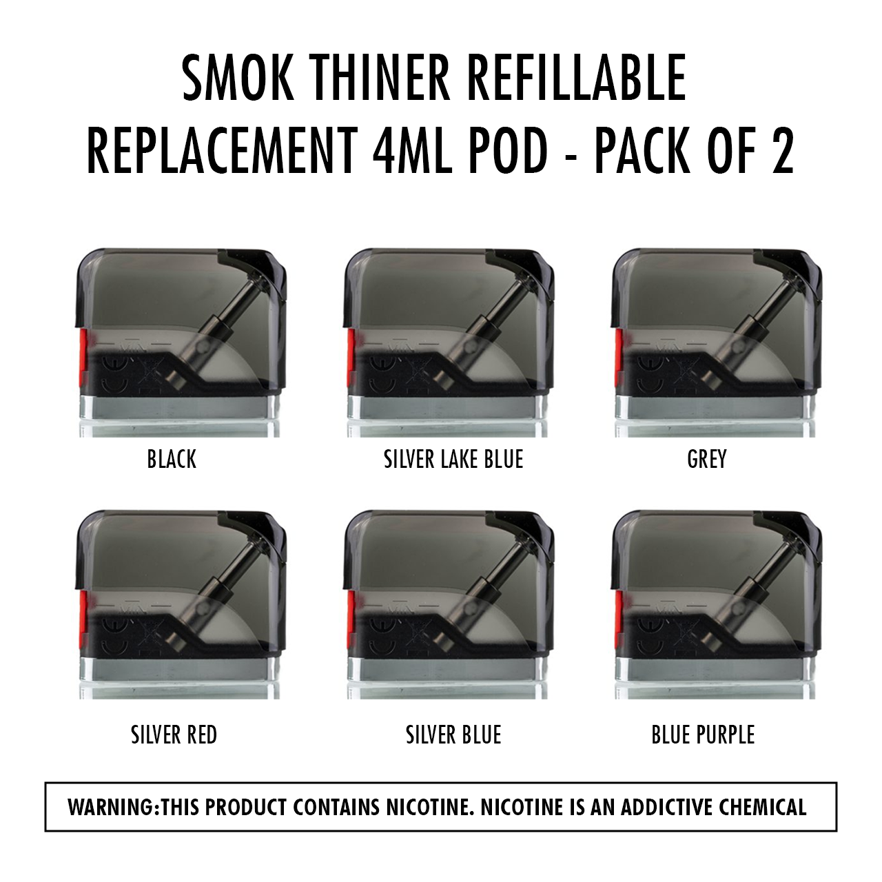 SMOK THINER Refillable Replacement 4ML Pod - Pack of 2