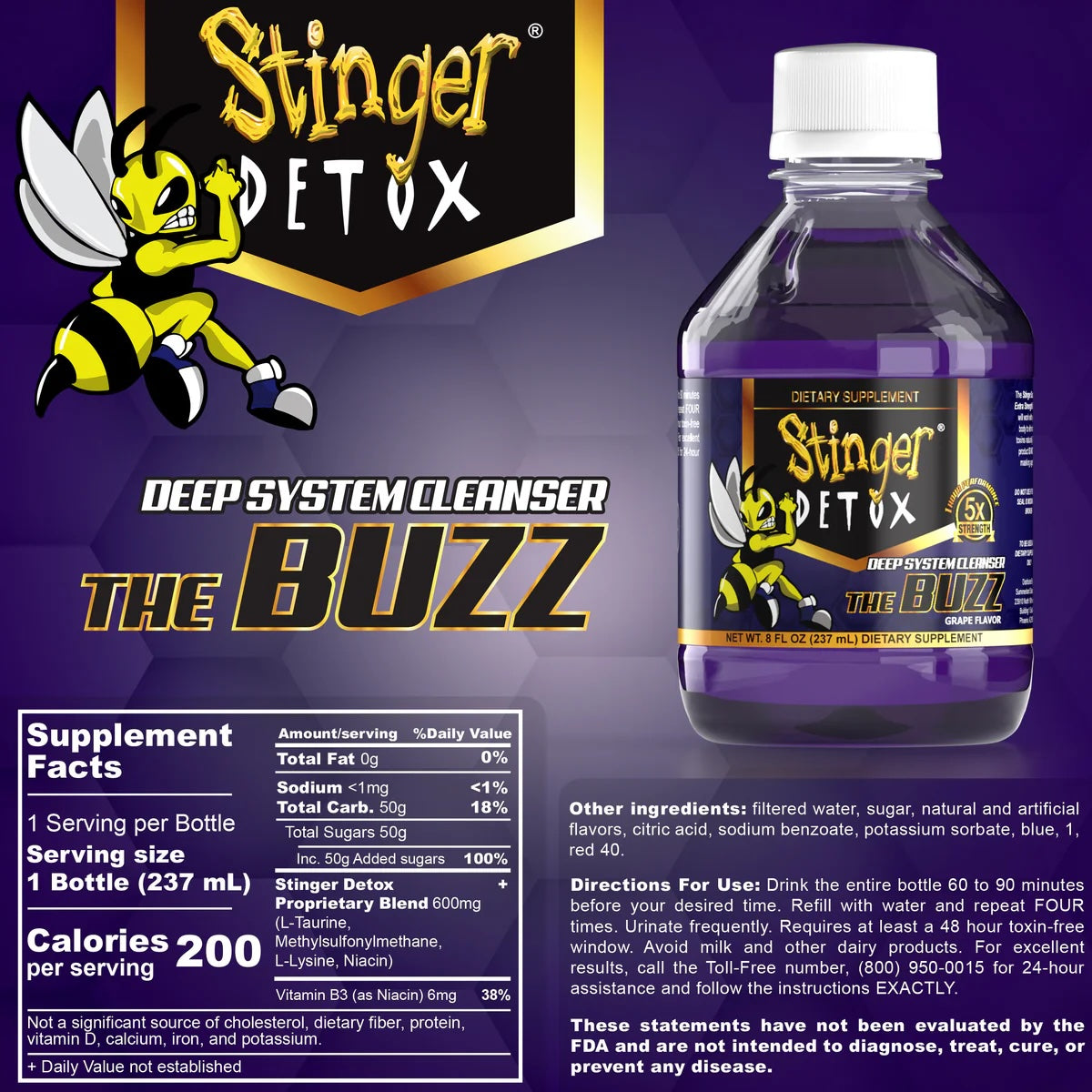 Stinger Detox Buzz 5X Extra Strength 8 OZ