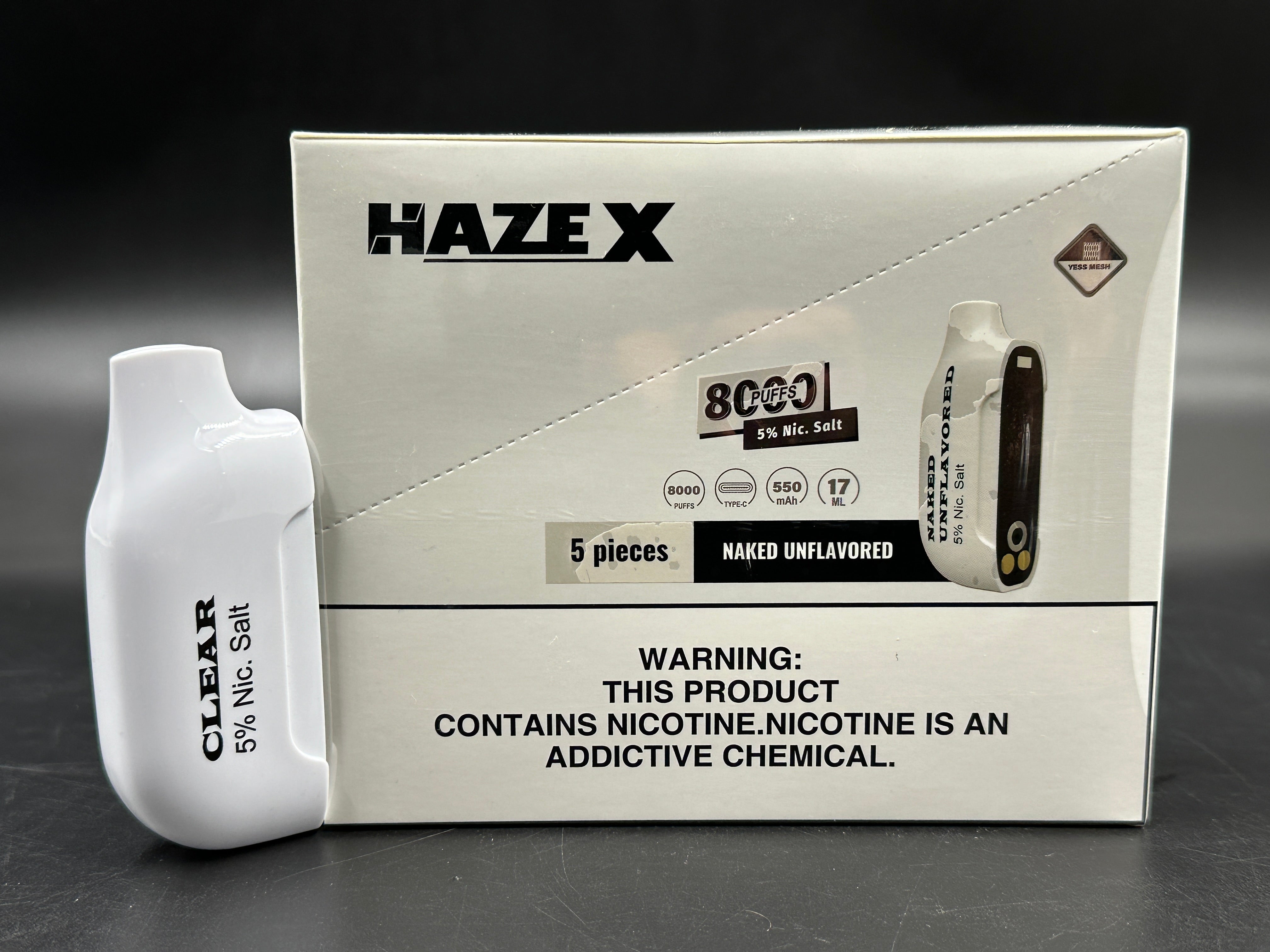Haze X Naked Unflavored 8000 Puffs Disposables Pod 5% (5 - Pack)
