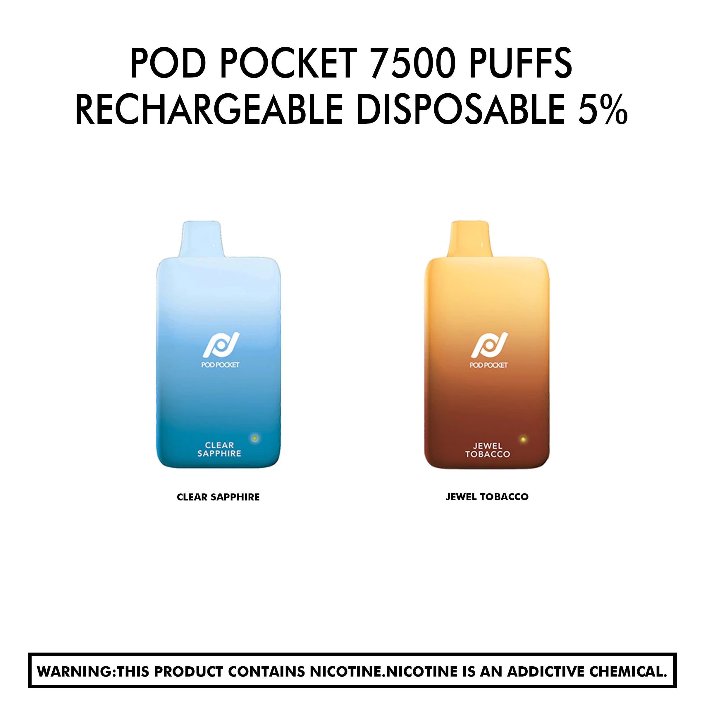 Pod Pocket 7500 Puffs Rechargeable Disposable 5%