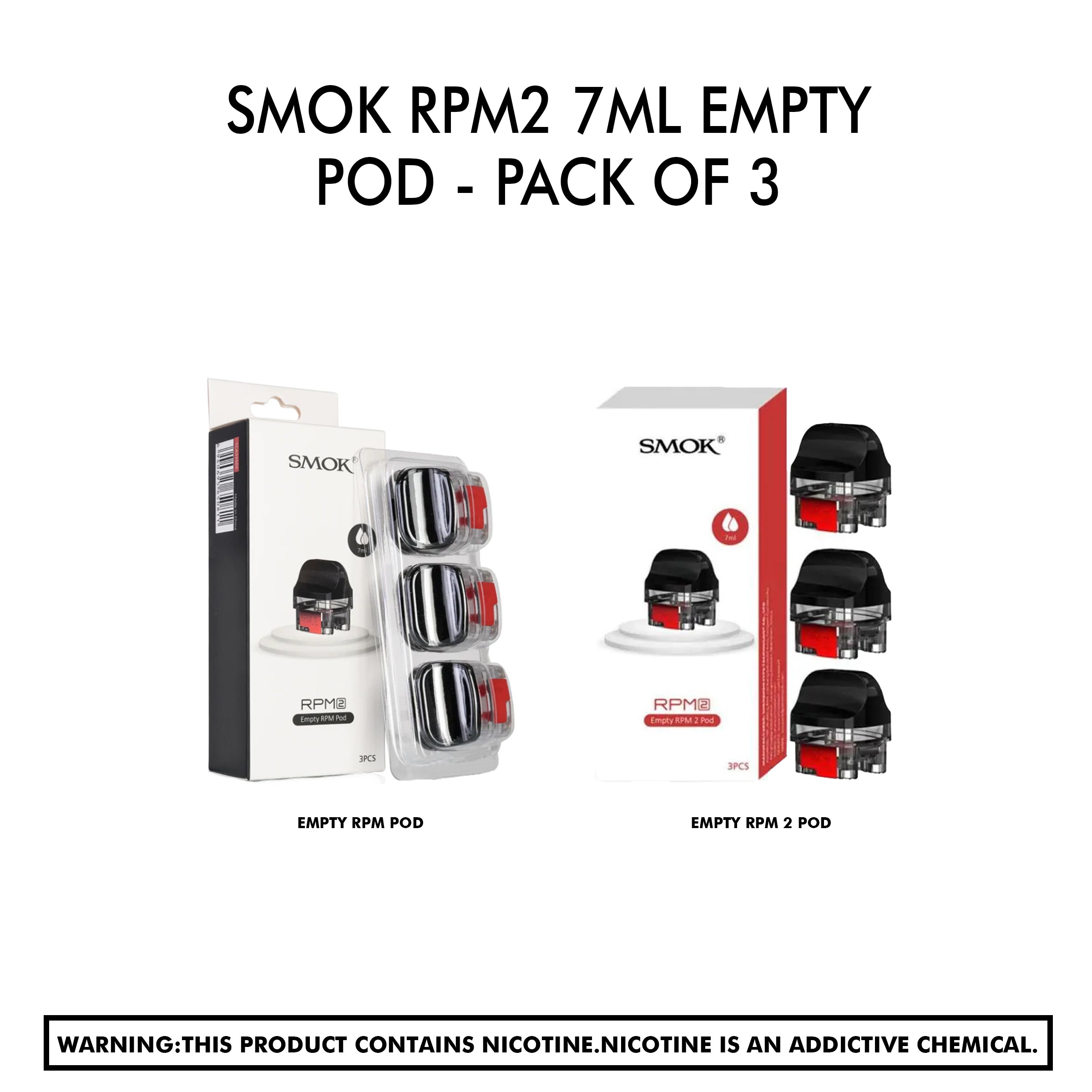 SMOK RPM2 7ML Empty Pod - Pack of 3 - HYPE WHOLESALE