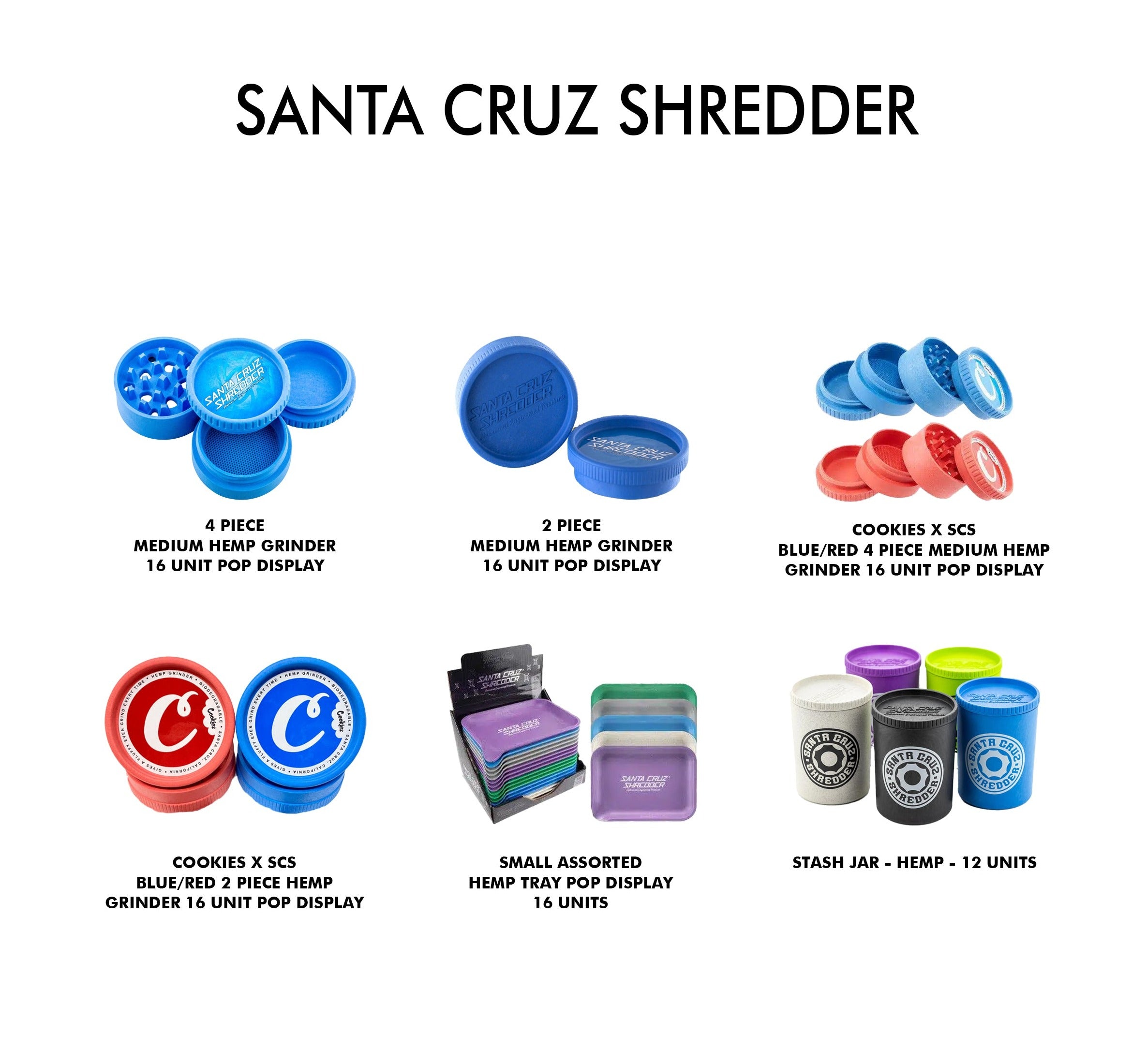 Santa Cruz Shredder 2 Piece Hemp Grinder (Cookies Blue) - Fuzion