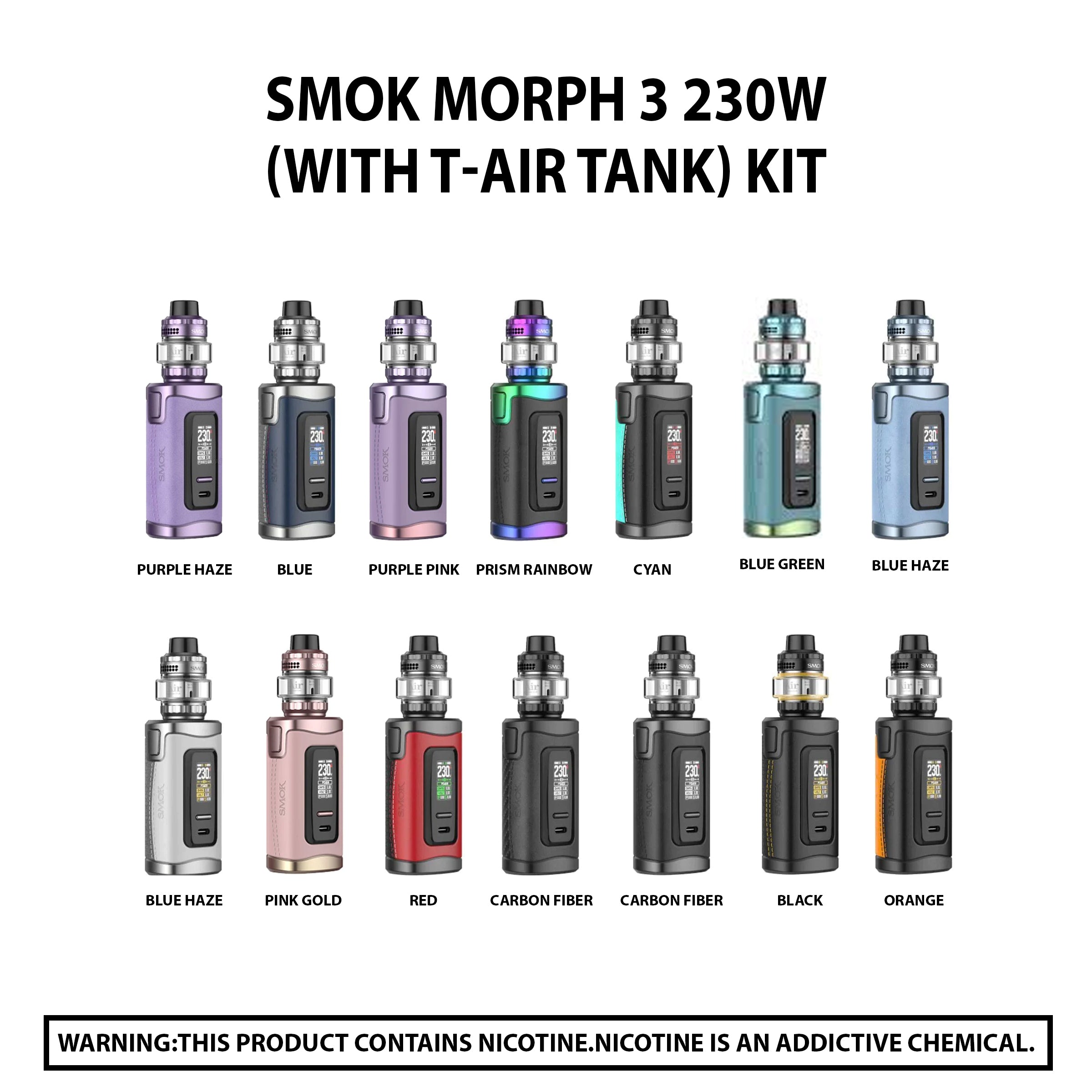 Smok Morph 3 230W (With T-AIR Tank) Kit - HYPE WHOLESALE