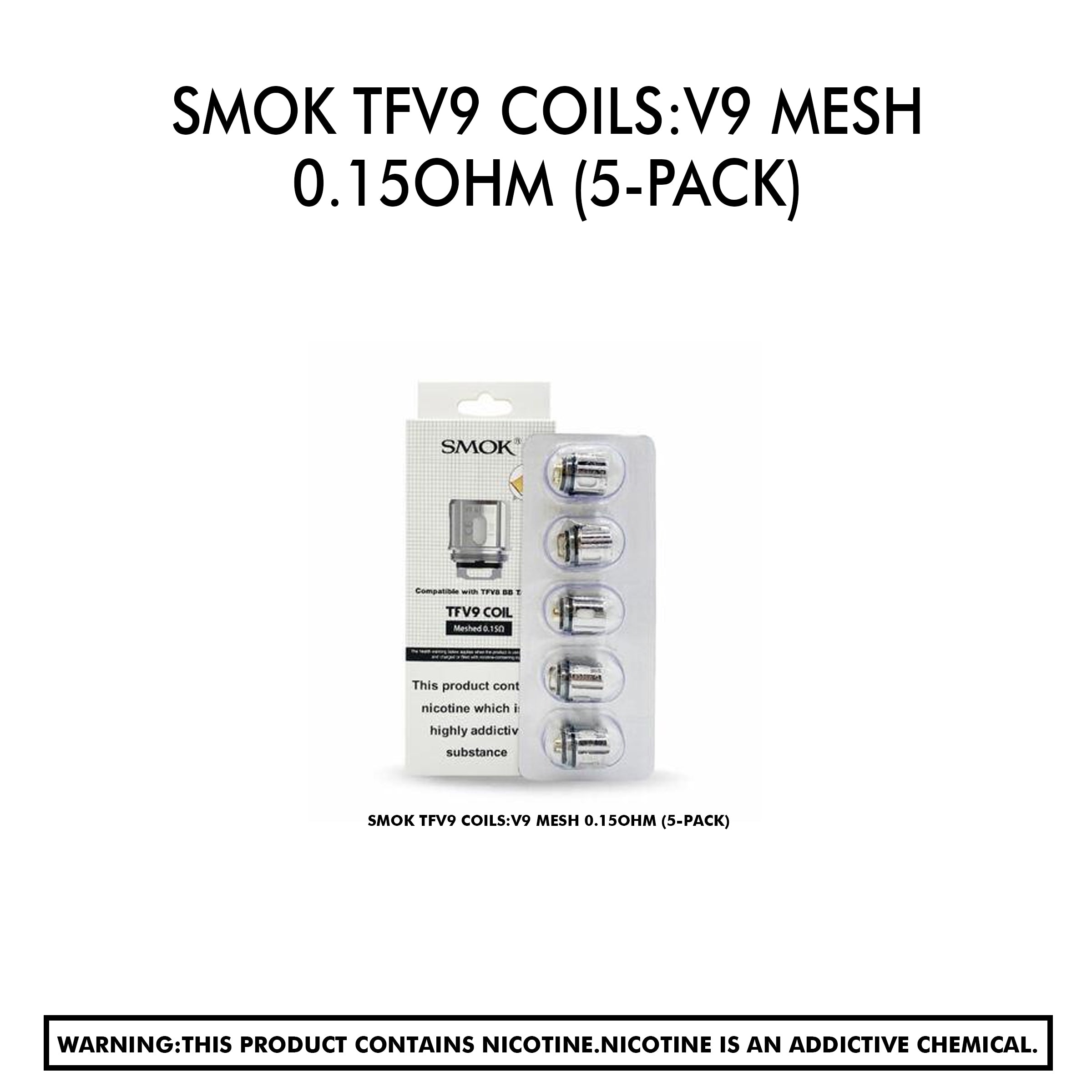 Smok Tfv9 Coils:V9 Mesh 0.15Ohm (5-Pack)