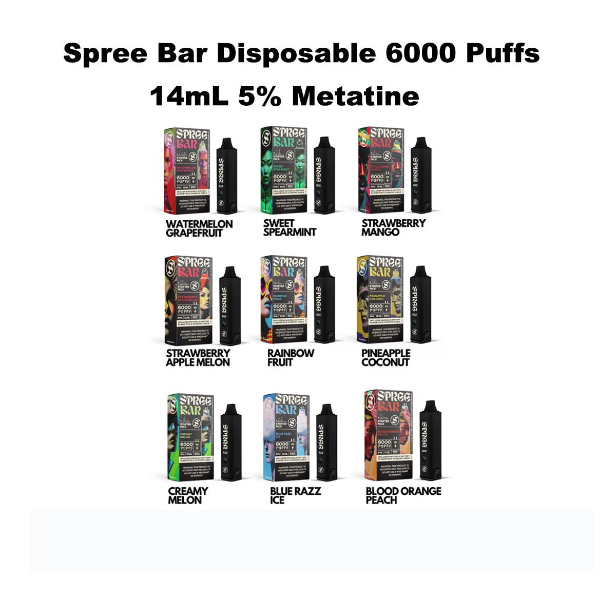 Spree Bar Disposable 6000 Puffs 14mL 5% Metatine