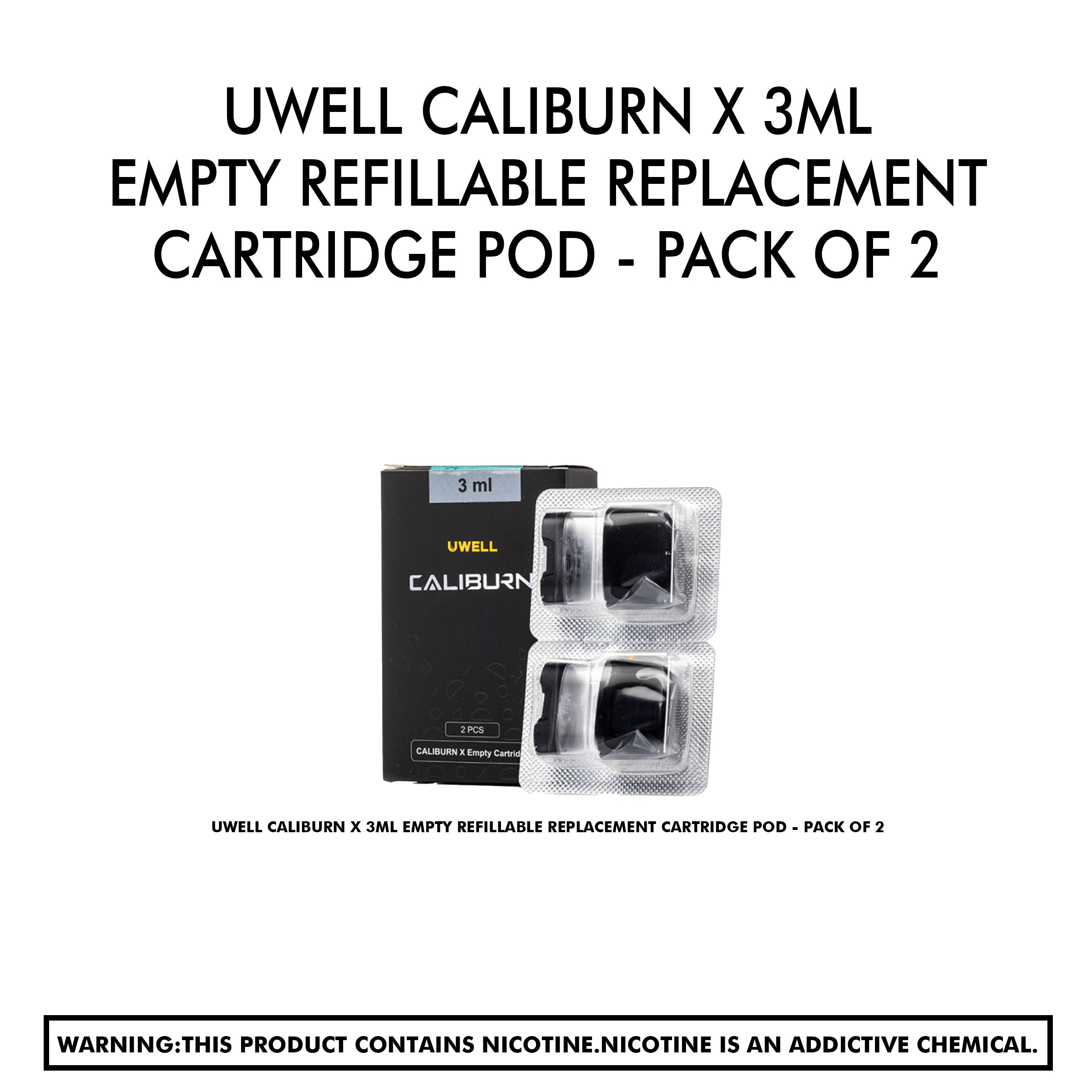 Uwell CALIBURN X 3ML Empty Refillable Replacement Cartridge Pod - Pack of 2