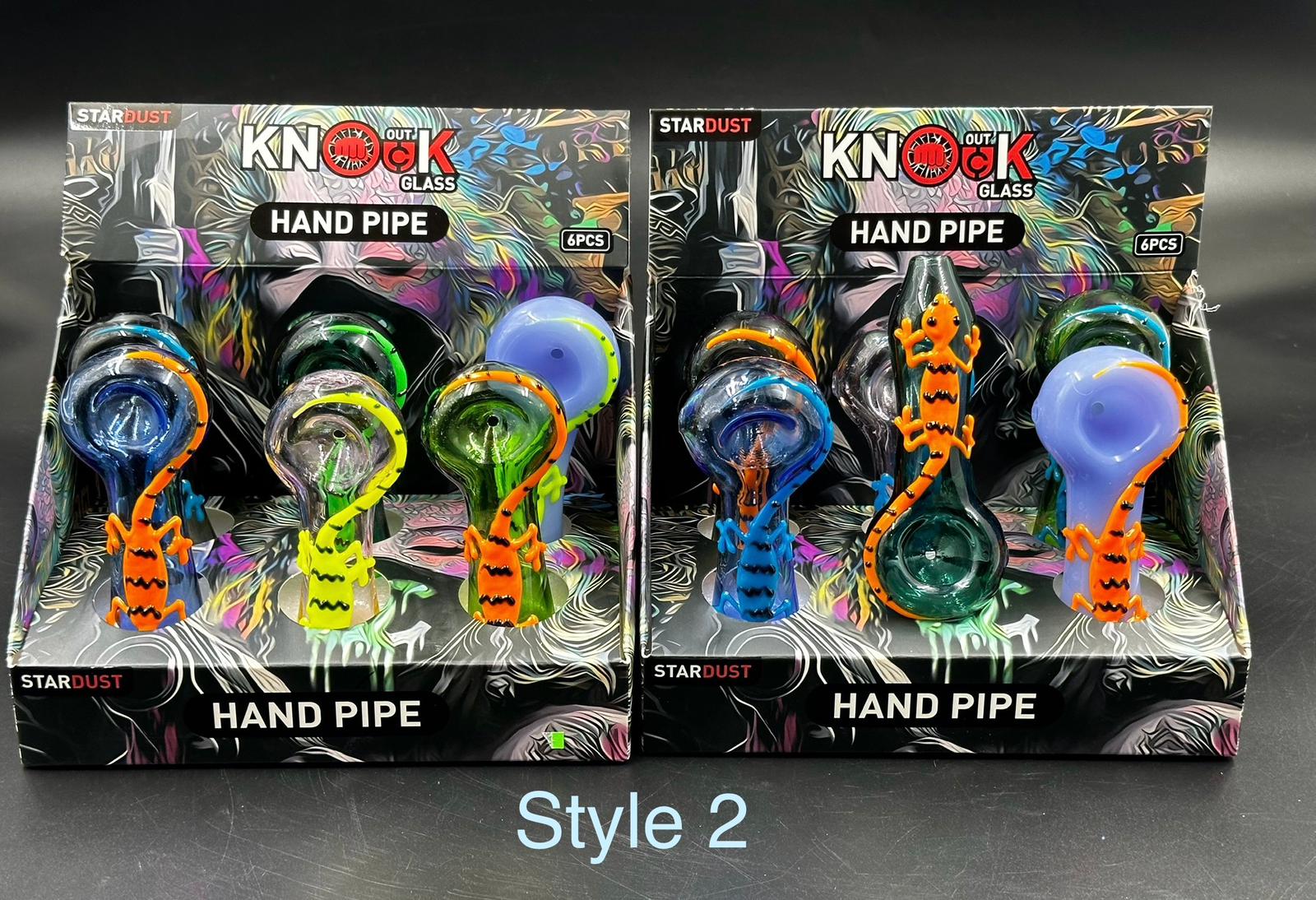 Knockout Glass: Stardust Handpipes Display of 12 - HYPE WHOLESALE