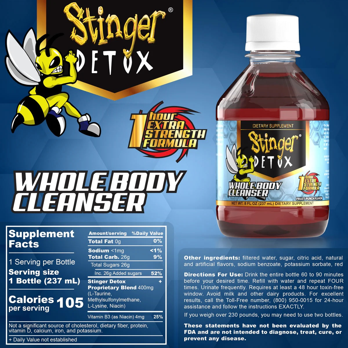 Stinger Detox Whole Body Cleanser 1 Hr - 8 OZ